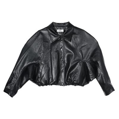 Baitu Damen Herbst Weiche PU-Leder Kurze Jacke