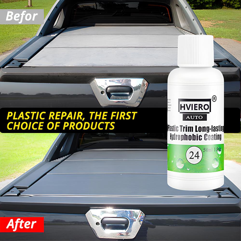 HVIERO-24 Plastic Trim Coating Long-Lasting Hydrophobic Car Exterior Plastic Restorer Aging Plastics Turn Black Bright 20/50ml