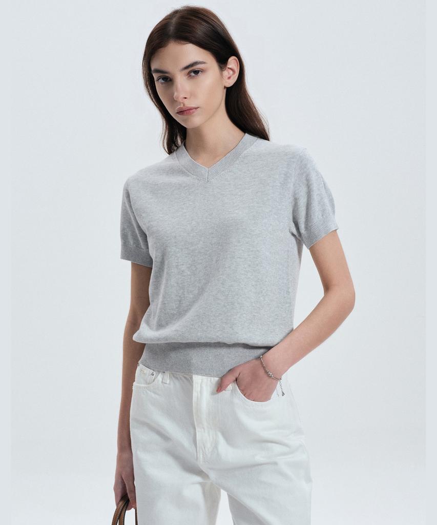Tienjiti W V-Neck Knit (Melange Gray) Tnsw6E207G2