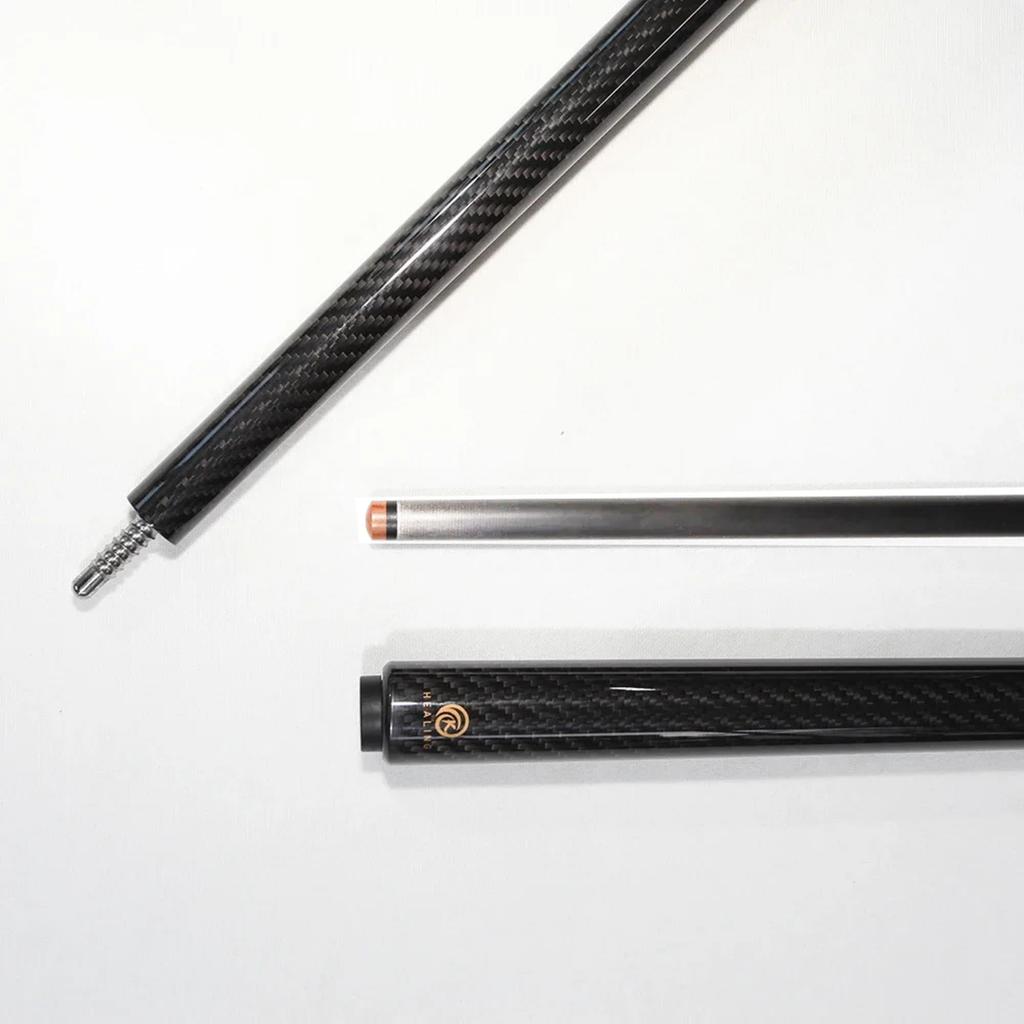 KHEALING Billiard Cue Carbon Black Electric Wood Leather Head PVC Black Electric Wood Point Angle T 700 Carbon Fiber 58 Inch Billiard Supplies Joint