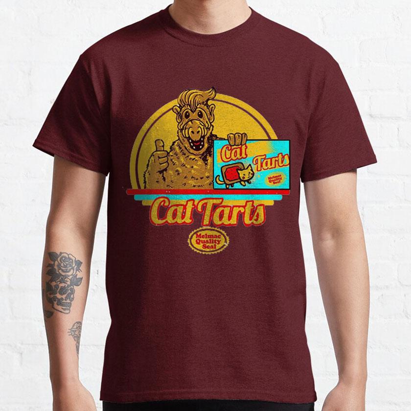 CAT TARTS Funny 80s Cartoon Graphic T Shirts 90s Retro Style ALF Character TV Show Adult Clothing 100% Cotton All Size S-6XL