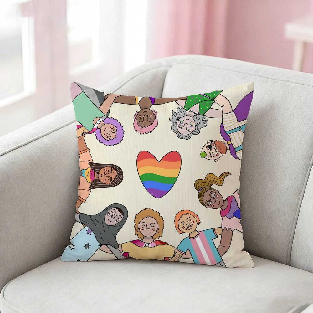 Gay Lesbian Lgbt Rainbows Pillow Case Cushion Cover Throw Pillow Case For Car Sofa