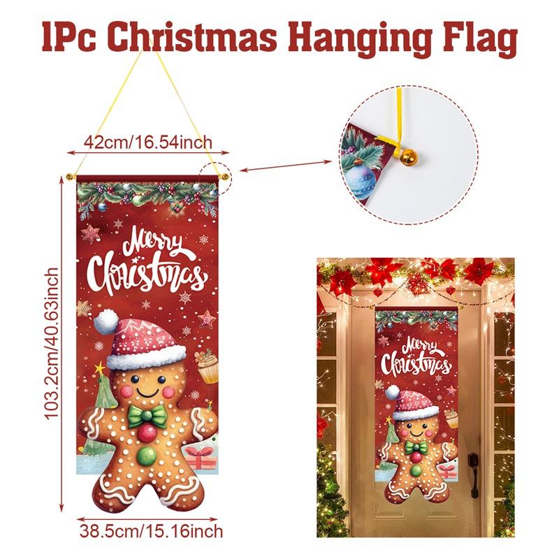 Christmas Hanging Flag Porch Door Banner Christmas Decorations For Home 2024 Ornaments Xmas Gifts Navidad New Year Decor 2025