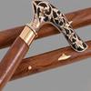 Floral Engraved Brass Handle Walking Cane Detachable 3-Piece Wooden Walking Stick