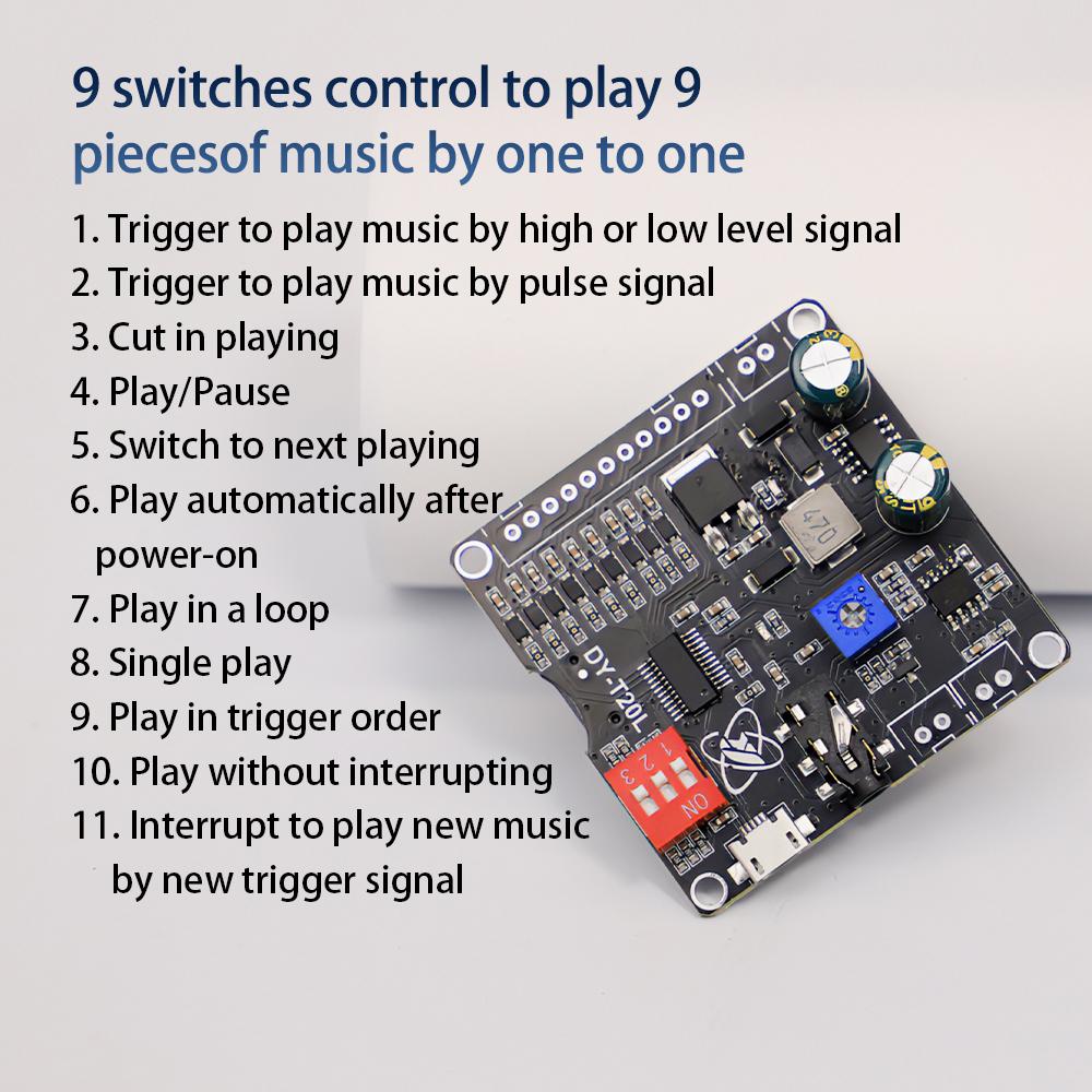 10W 20W MP3 Player Sound Module Voice Playback Board 9CH OneforOne Control Audio Player Module