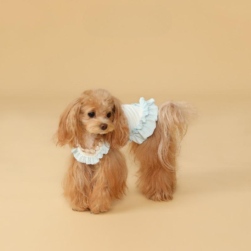 Summer Thin Pet Cool Dress Ruffle Hem Halter Strap Dress Lovely Bow Decoration Breathable Sleeveless Pet Clothes for Pets