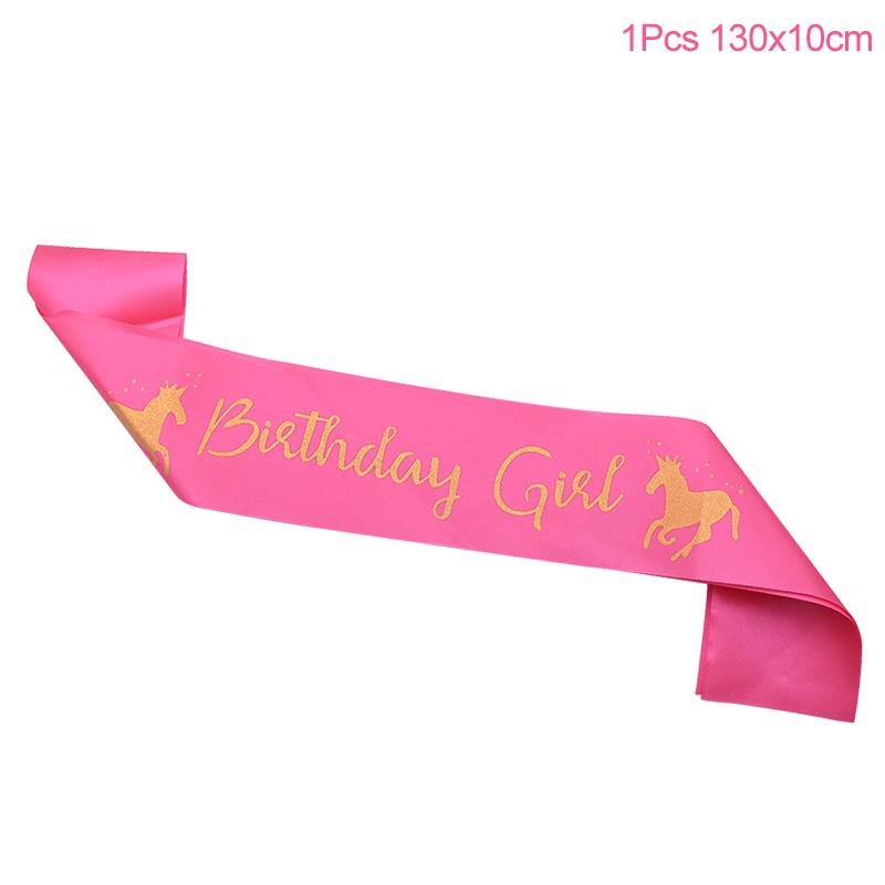 Unicorn Horn Headband Birthday Girl Sash Satin for Girl 1st Birthday Party Decoration Unicorn Theme Party Hair Band Baby Shower