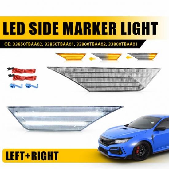 

Amber LED Sequential Side Signal Marker White Lights Fit 2016- Honda Civic