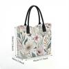  Floral Printed Canvas Tote Bag Large Casual Shopping Handbag for Daily Use
