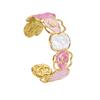 Bracciale Aperto Bangle in Acciaio di Titanio Colorato con Gocce d'Olio e Rosa Intagliata - Versione Larga, Lusso Leggero