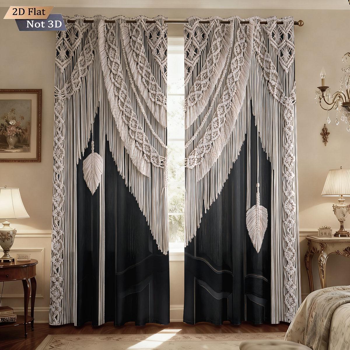 

2 шт. імітація білої китиці з принтом, перфоровані затемнюючі штори різних розмірів, для вітальні, спальні, ізоляція, декор 100*200 Grommet Top 1pcs