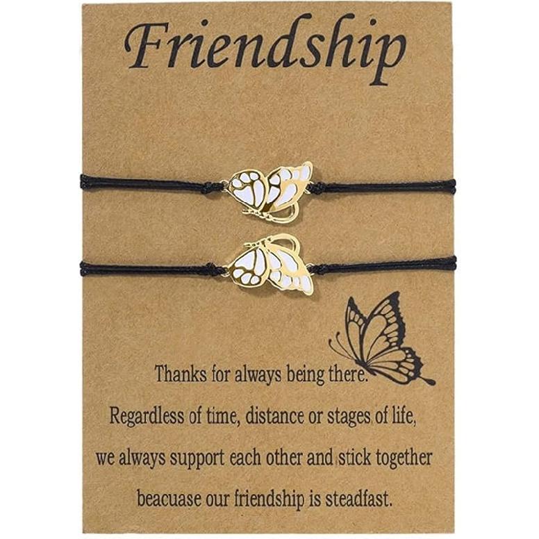 Best Friends Bracelets,Friendship Butterfly Bracelets Pomise Long Distance Matching Couple Bracelets for Women Birthday Gifts