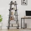 Bookshelf 5 Tier Industrial Wood, Tall Open Rustic Etagere Bookcase Ladder,Standing Display Shelves for Home Living Room Bedroom