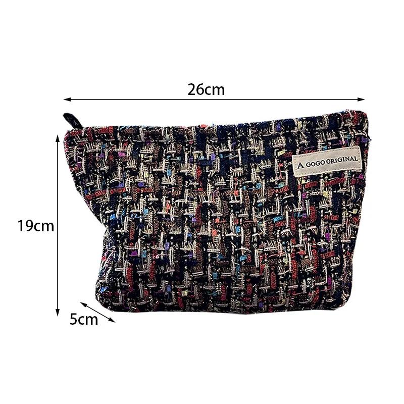 Luxury Woolen Women's Cosmetic Bag Retro Female Toiletries Storage Bags Casual Portable Girls Travel Clutch Makeup Case Handbags