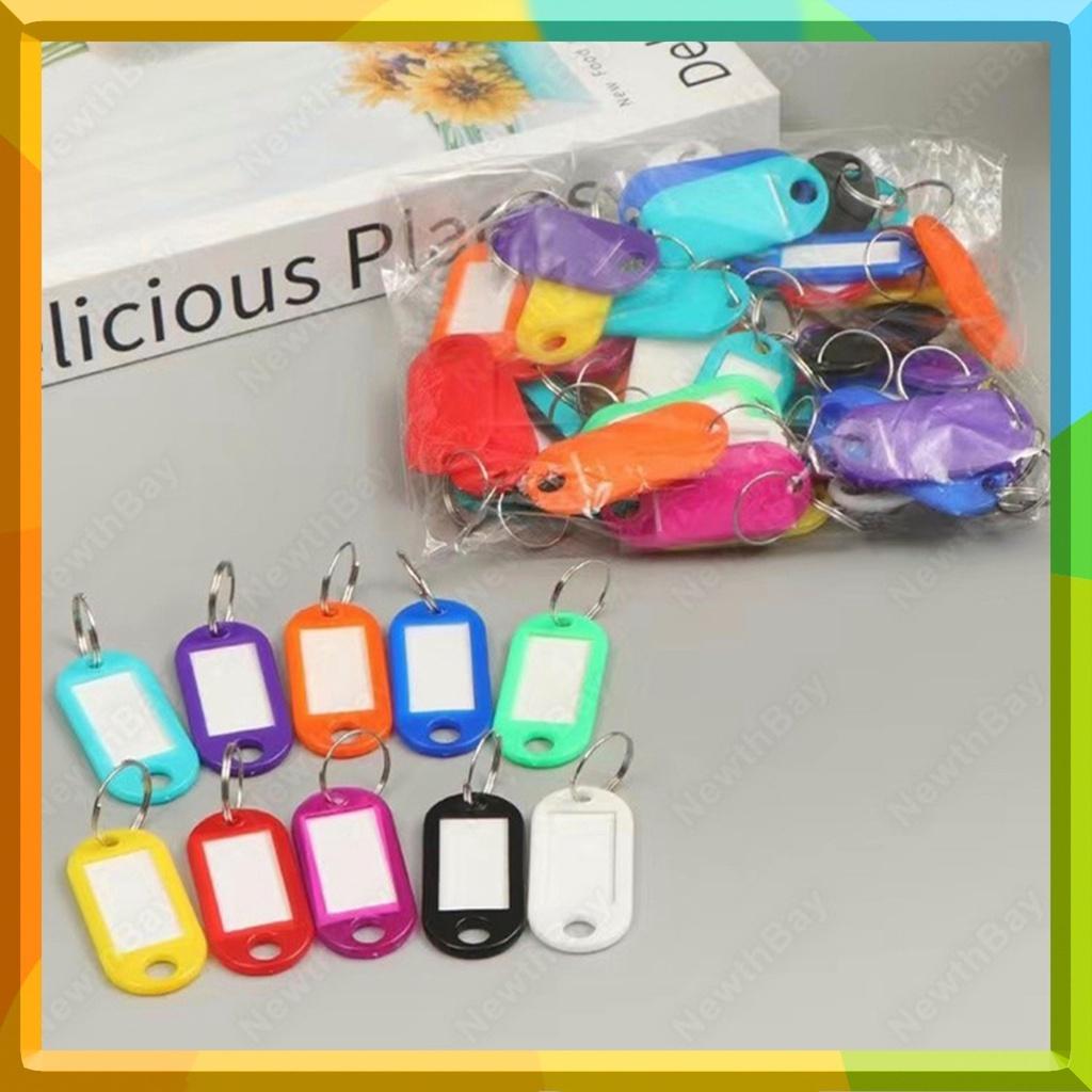 50pcs Key ID Label Colorful Key Holder Plastic with Keyring ID Tags Name Label Card Portable