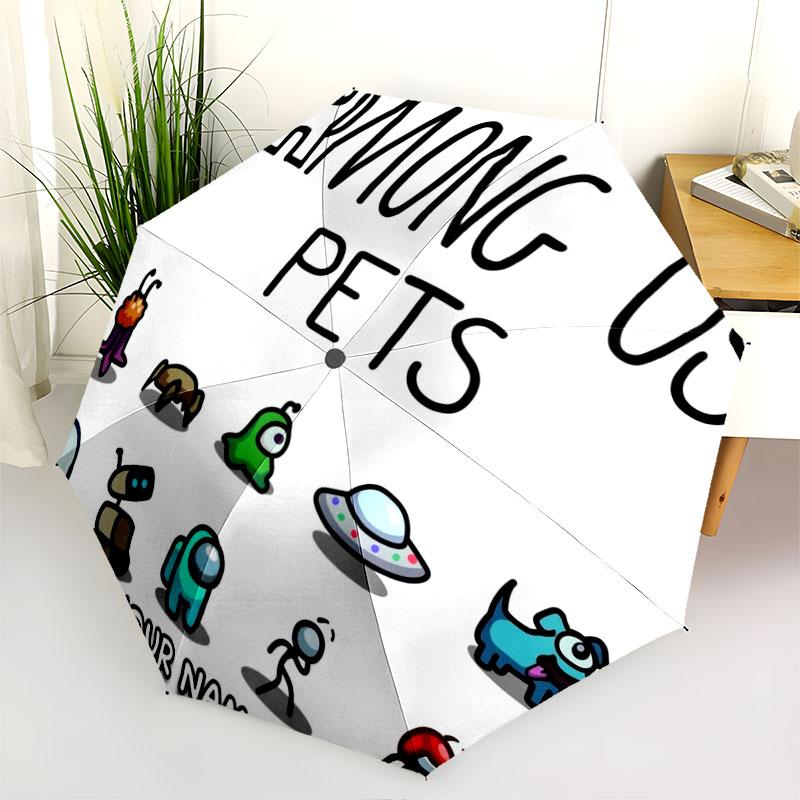 1 PC Automatic Folding Umbrella - Among Us Custom Name Pattern, Portable & Foldable Design with 8 Ribs, Christmas Birthday Gifts