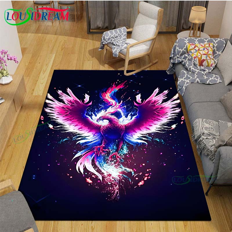 Popular Mythical Beast Phoenix Printed  Carpet Living Room Anti-Skid Area Rug Kids Bedroom Mats Yoga Mat Carpet Decor Gift
