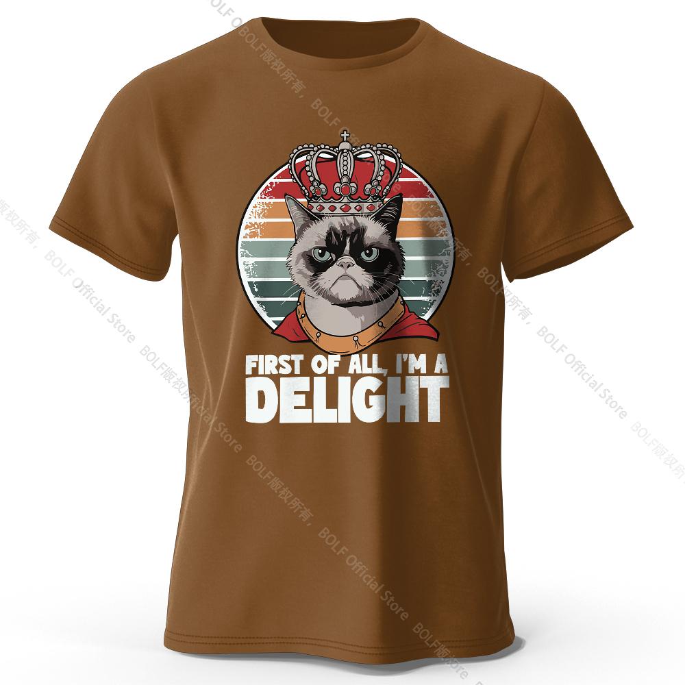 Men's First of All I'm A Delight Printed T-Shirt 100% Cotton Oversized Sassy Graphic Tees for Women Summer Confidence Streetwear