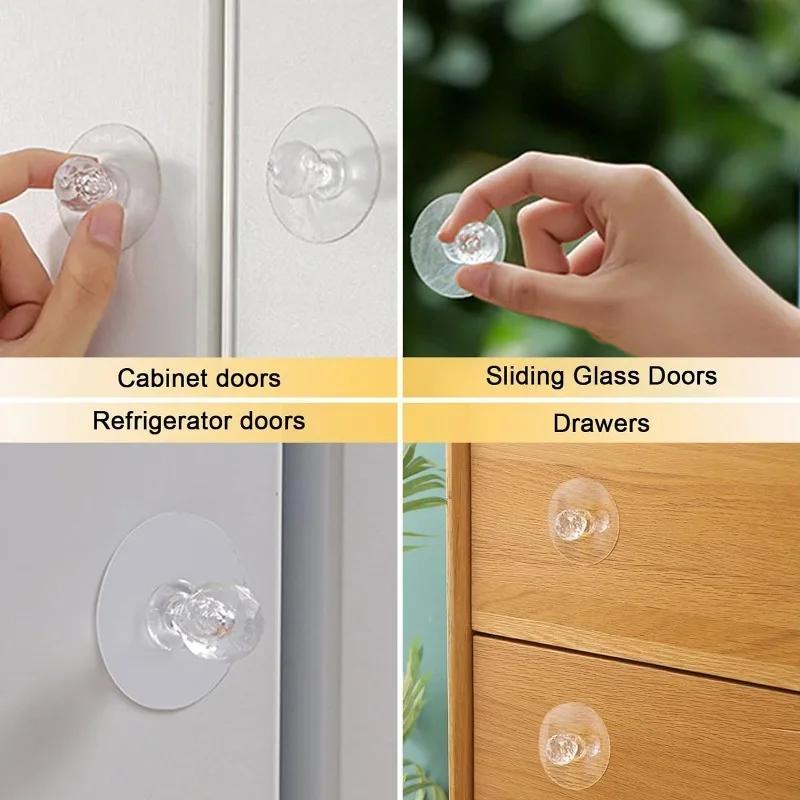 50/2pcs Transparent Crystal Door Knobs Cabinet Drawer Door Knobs Handles Self-adhesive Handle with Hook Function Door Wall Decor