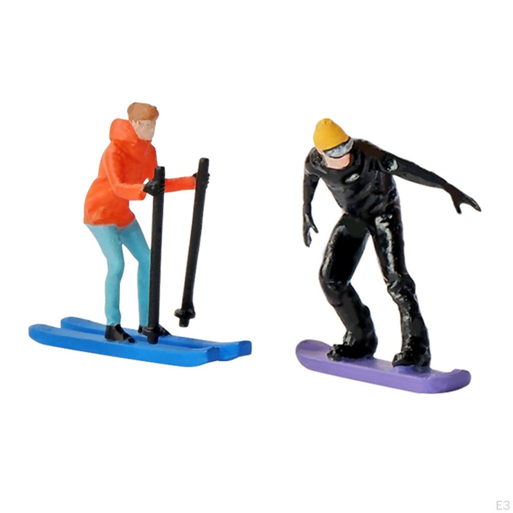 1/64 Scale Skiing Model People Figures Mini Skier Ornament for Miniature Scenes