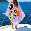1pc Powerpuff Beach Towel with Custom Name, Beach and Seaside Swimming Pool Equipment, Fashion Pattern, Rectangular, Travel Essential