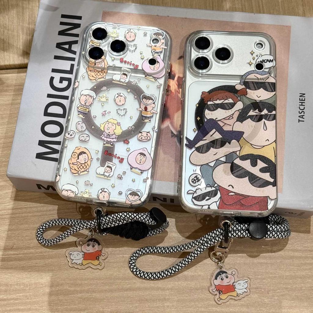 Shin-chan Cartoon iPhone 16/17 Pro Max Magnetic Clear Case
