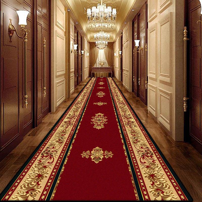 Senior Home Corridor Decoration Carpet Luxury Foldable Wedding Lobby Entryway Red Long Rug Hotel Hallway Non-slip Mat Easy Clean