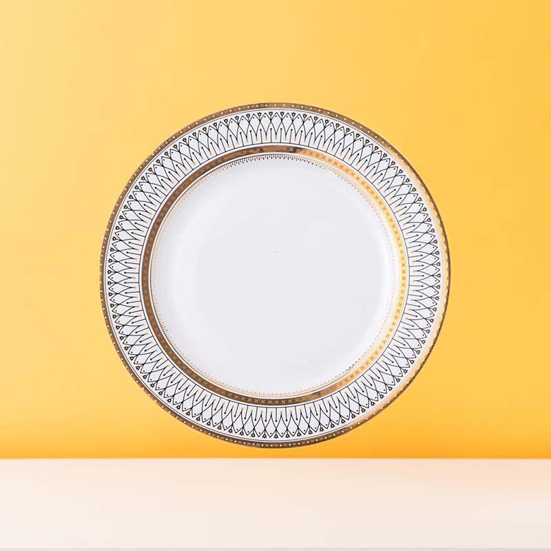 

Zhinianhua 8-inch Black Obsidian Gold Rim Ceramic Plate