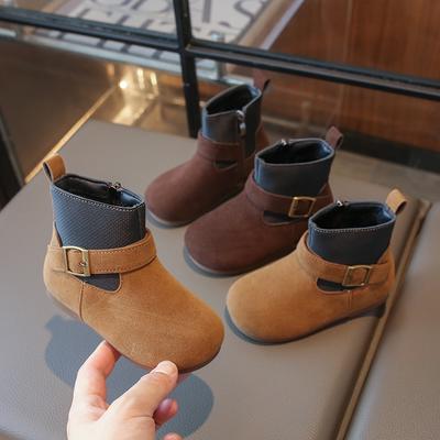 Kid's Boot Winter Solid Color Girls Patchwork Ankle Boots Fashion Versatile Non-slip Children Causal Cotton Boots Soft Bottom