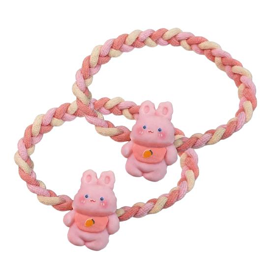 

2Pcs Hair Tie Soft Braided Elastic Hair Bands with Cartoon Resin Animal Accessories Non-Scratching Girls Kids Ponytail C