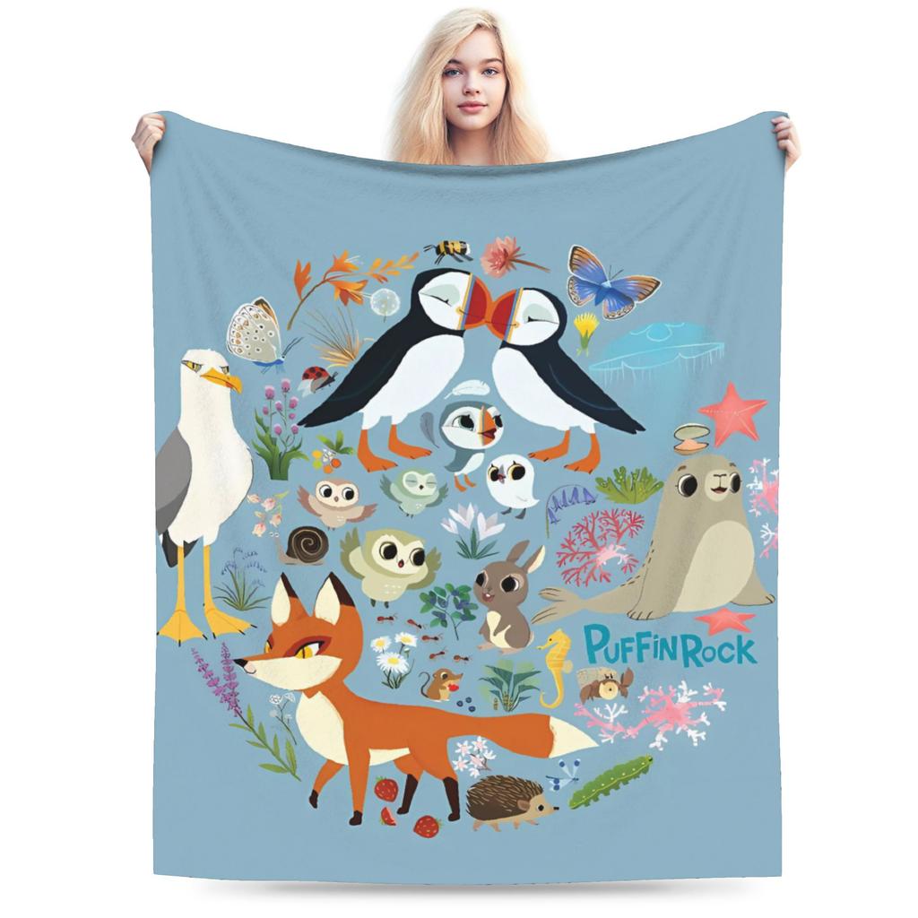 Puffin Rock Plush Blanket Kids Adult Flannel Throw Blanket For Couch Bed Super Warm Custom Quality Bedspread Birthday Present