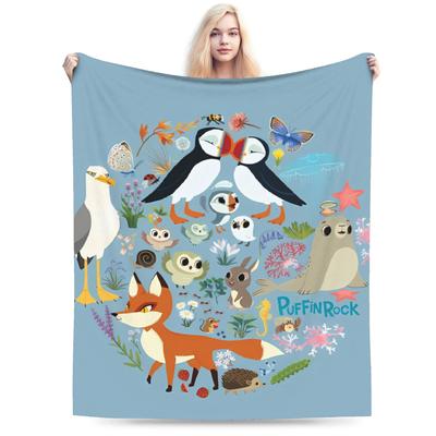 Puffin Rock Couvertures Peluches Filles Garçons Linge de Lit Flanelle Plaids Pour Salon Design Chaud Doux Couvre-lit Cadeau d'Anniversaire