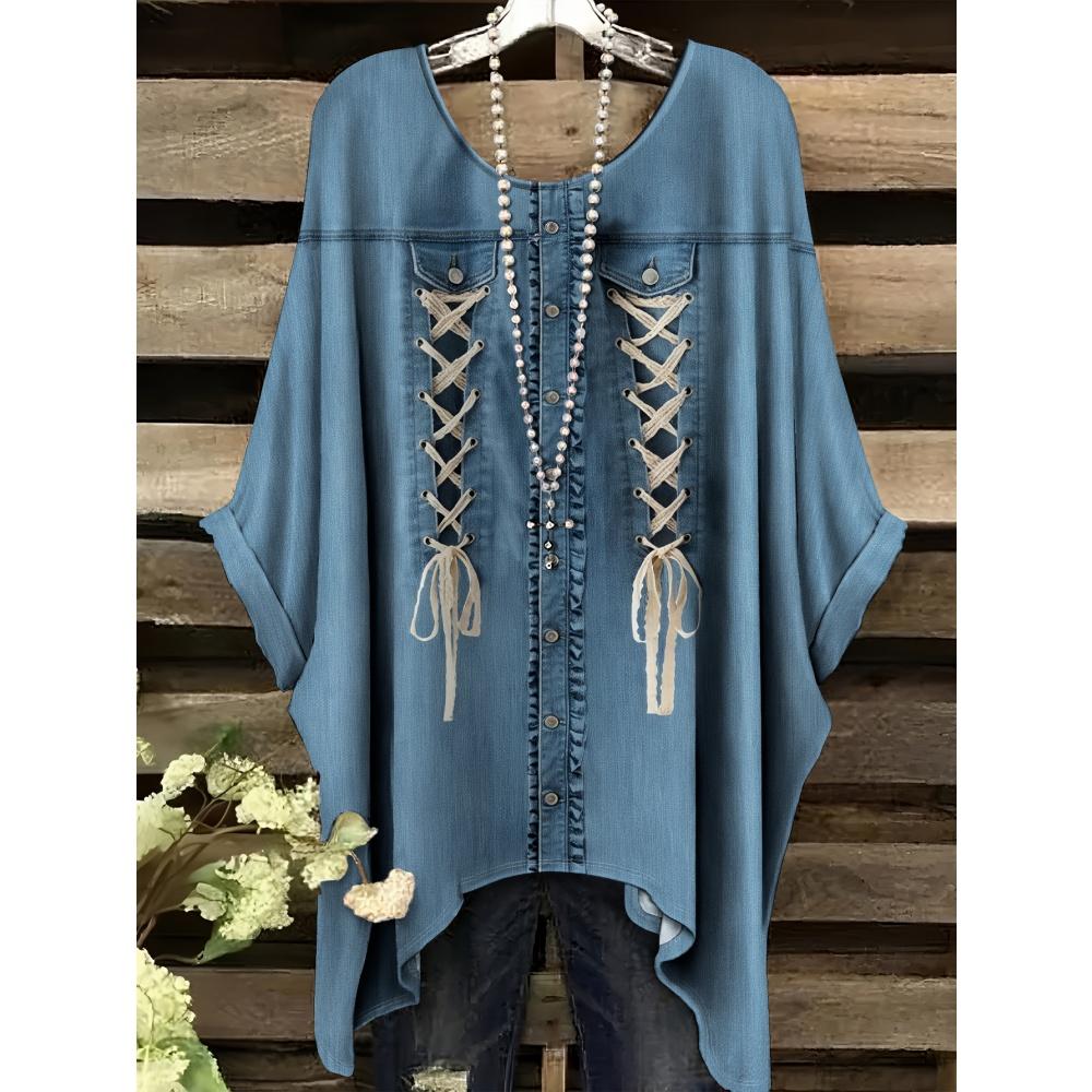 Vintage Women's T-Shirt Plaid Stripe Pattern Printedasymmetrical Hem O-Neck Short Sleeve Top Casual Fashion Street Outdoor Tops