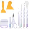 FineGood Vinyl Weeding Tool Basic Craft Removal Kit with and Tweezers for Cardstock and Scrapbooking 8-Piece Set, Scissors, Scraper, Spatula,
