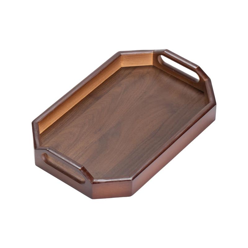 Minimalist Bamboo Wood Octagonal Serving Tray with Handles