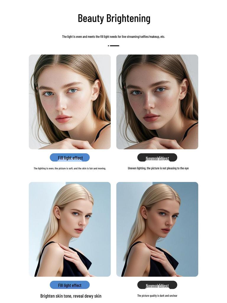 Portable Magnetic Fill Light & Makeup Mirror for Live Streaming and Travel