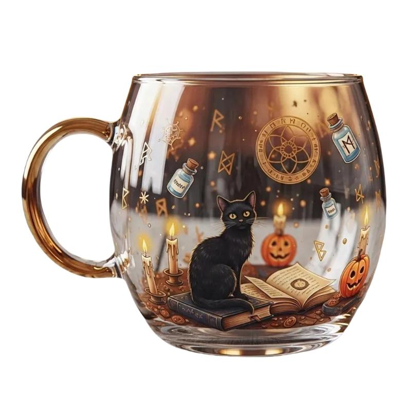 Halloween Themed Painted Glass Cup For Dining Parties Dishwasher Safe 200ml Capacity Painted Glasswares