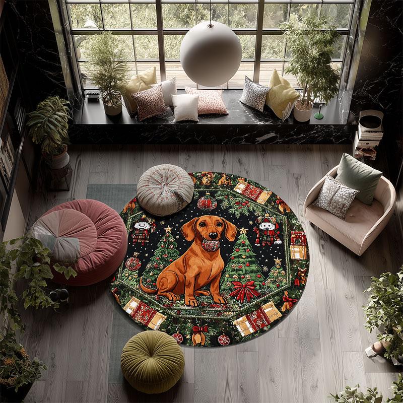 Corgi Pattern Round rug,Carpet Rug for Living Room Bedroom Playroom ,Non-slip Floor Mat,Holiday Gifts and Birthday Gifts.