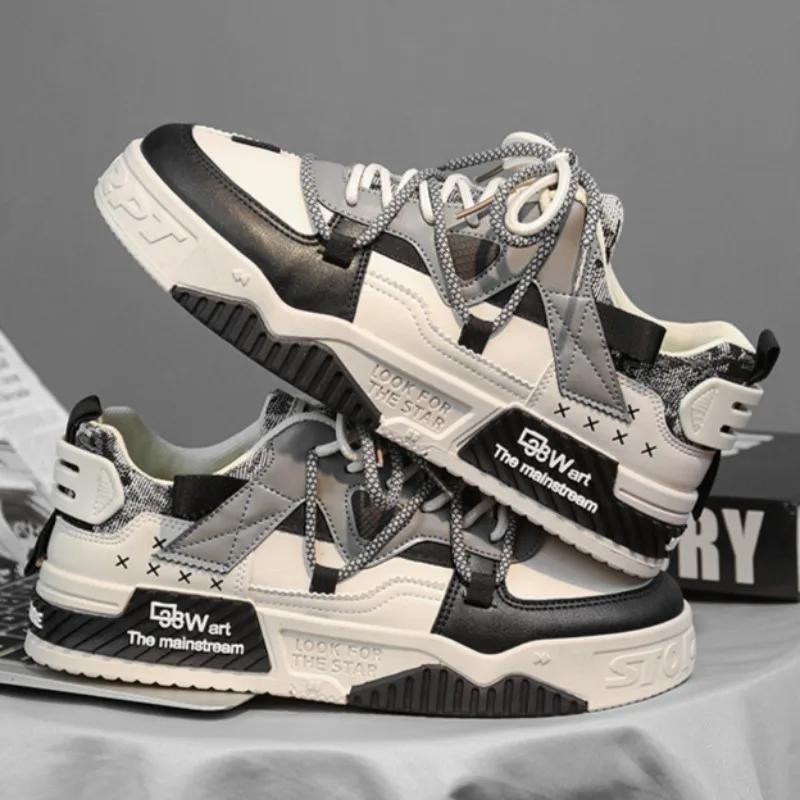 Fashion New Autumn Men's Sneakers Platform Men Shoes 2024 Trend Design Mesh Lace-up Vulcanized Shoes White Casual Sneakers Zapatillas