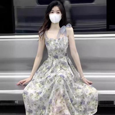 2024 Summer Floral Suspender Dress: French Fairy-Inspired Long Niche Design for Women