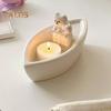 Cat Candle Holder Boat-Shaped Aromatherapy Cup Kittens Warming Paws Tea Light Holder for Home Bedroom Living Room Decor