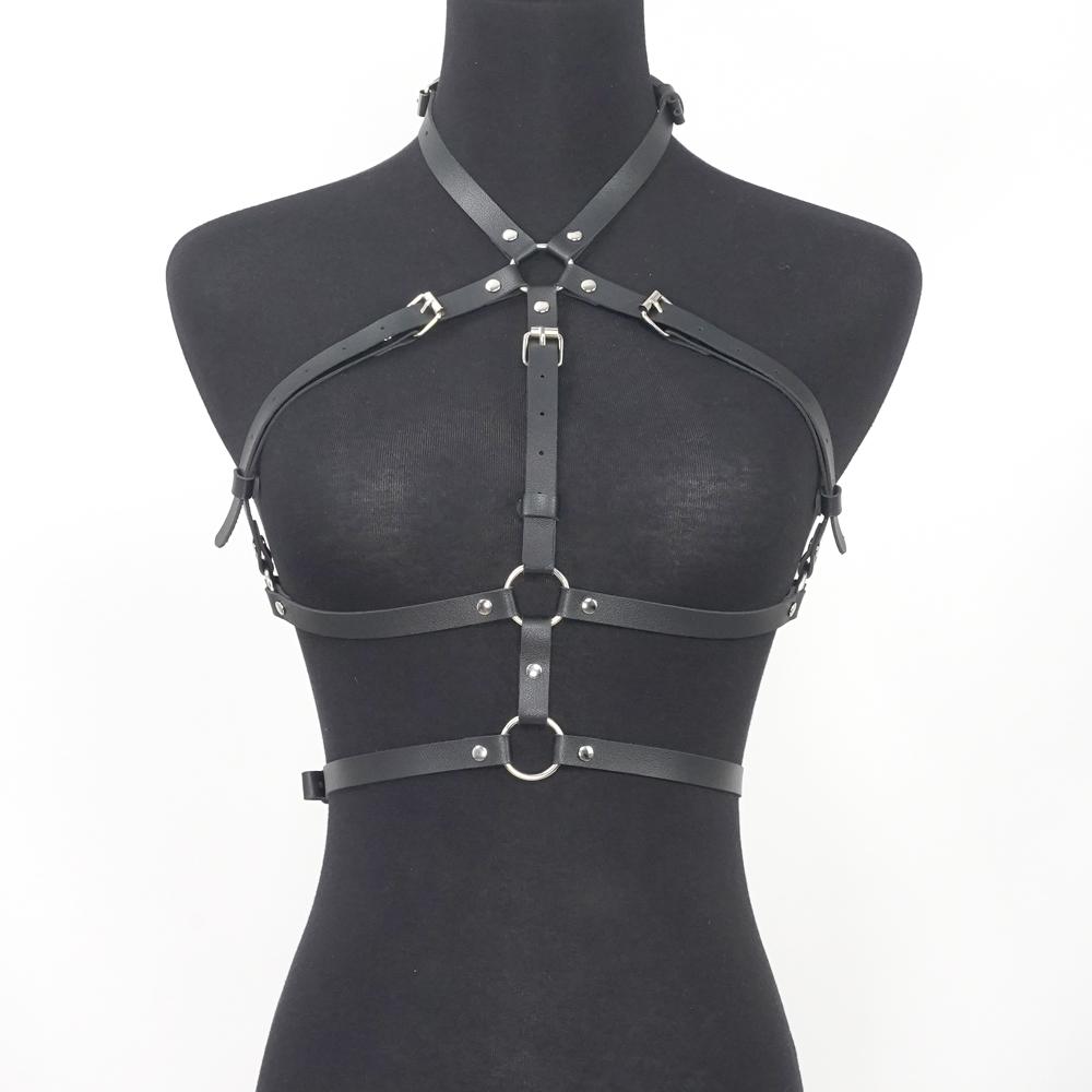 Pu Leather Fashion Chain Harness Belt Chest Harness Corset Bondage Lingerie Punk Gothic Lingerie Fetish Women Clothing