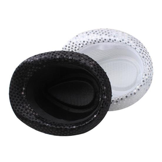 Yousheng Jazz Hat Adult Kids Sequin Stage Show Hat Dance Performance Cap Christmas Halloween New Year Headwear