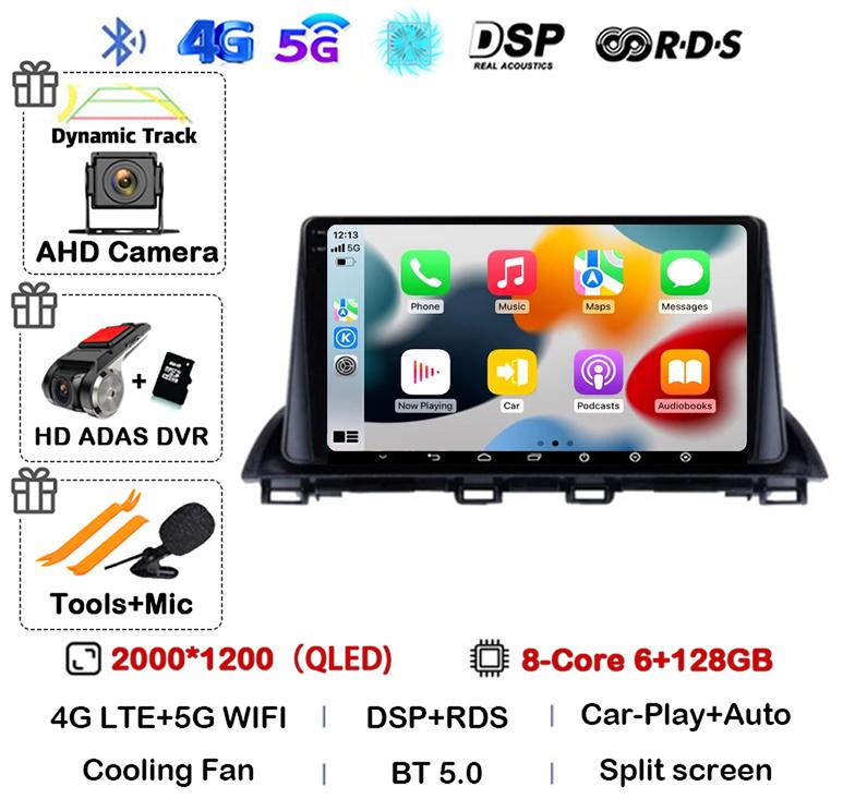 Android 14 Carplay Auto For Mazda 3 Axela 2013 - 2019 Car Radio Multimedia Player GPS Navigation Video Stereo Head Unit 2Din DVD