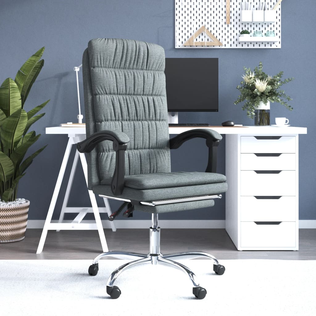 Office Chair with Reclining Function Dark Gray Fabric