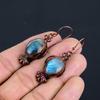Labradorite Copper Electroformed Earrings, Handmade Gemstone Earrings Jewelry, Gifts For Wife Brand New Earrings