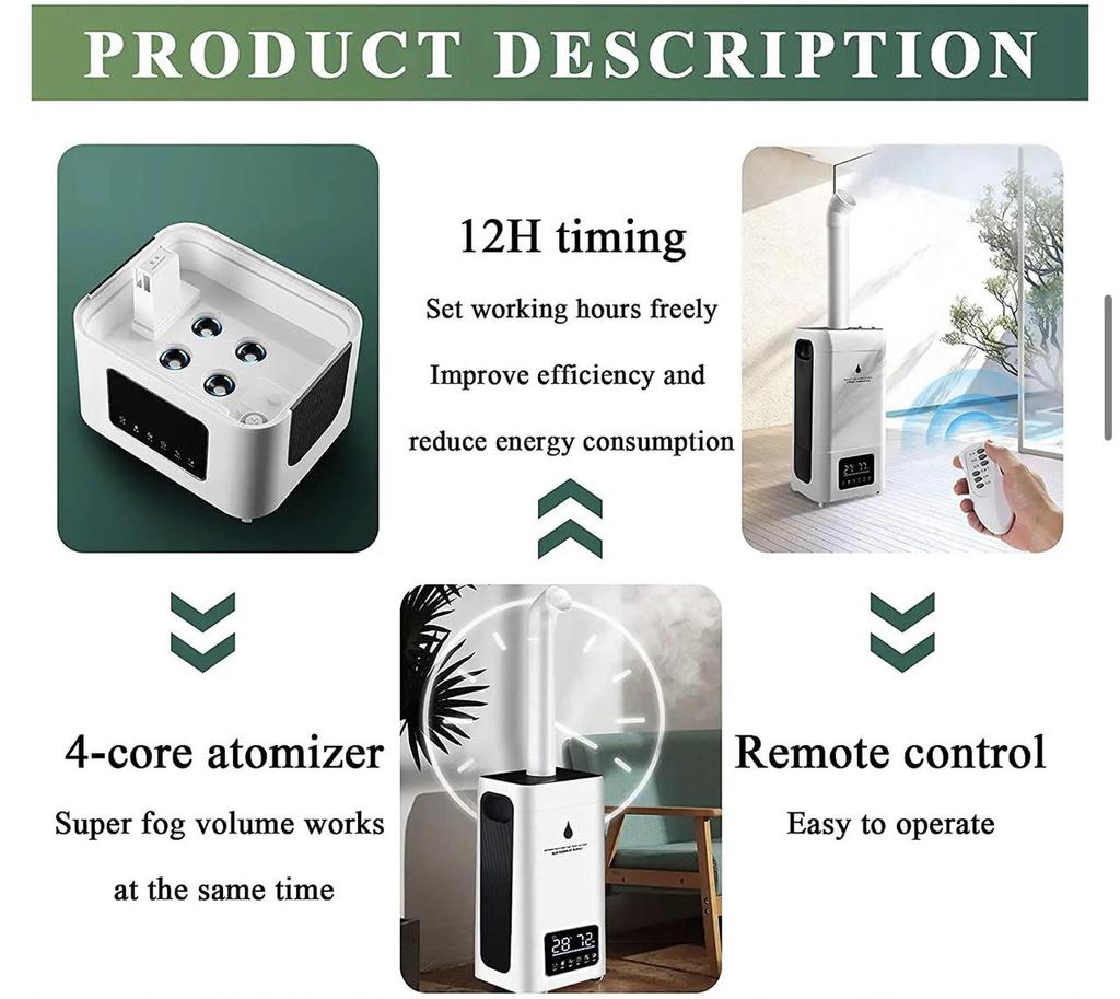 23.8-Liter Ultrasonic Industrial Humidifier - Large Capacity & Mist, CE Certified (English Version)