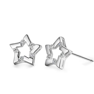 Sweet Star Earrings: Japanese & Korean Style, Cute & Simple, with Inlaid Diamonds