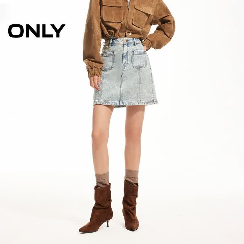 Only Women's High-Waisted A-Line Denim Mini Skirt
