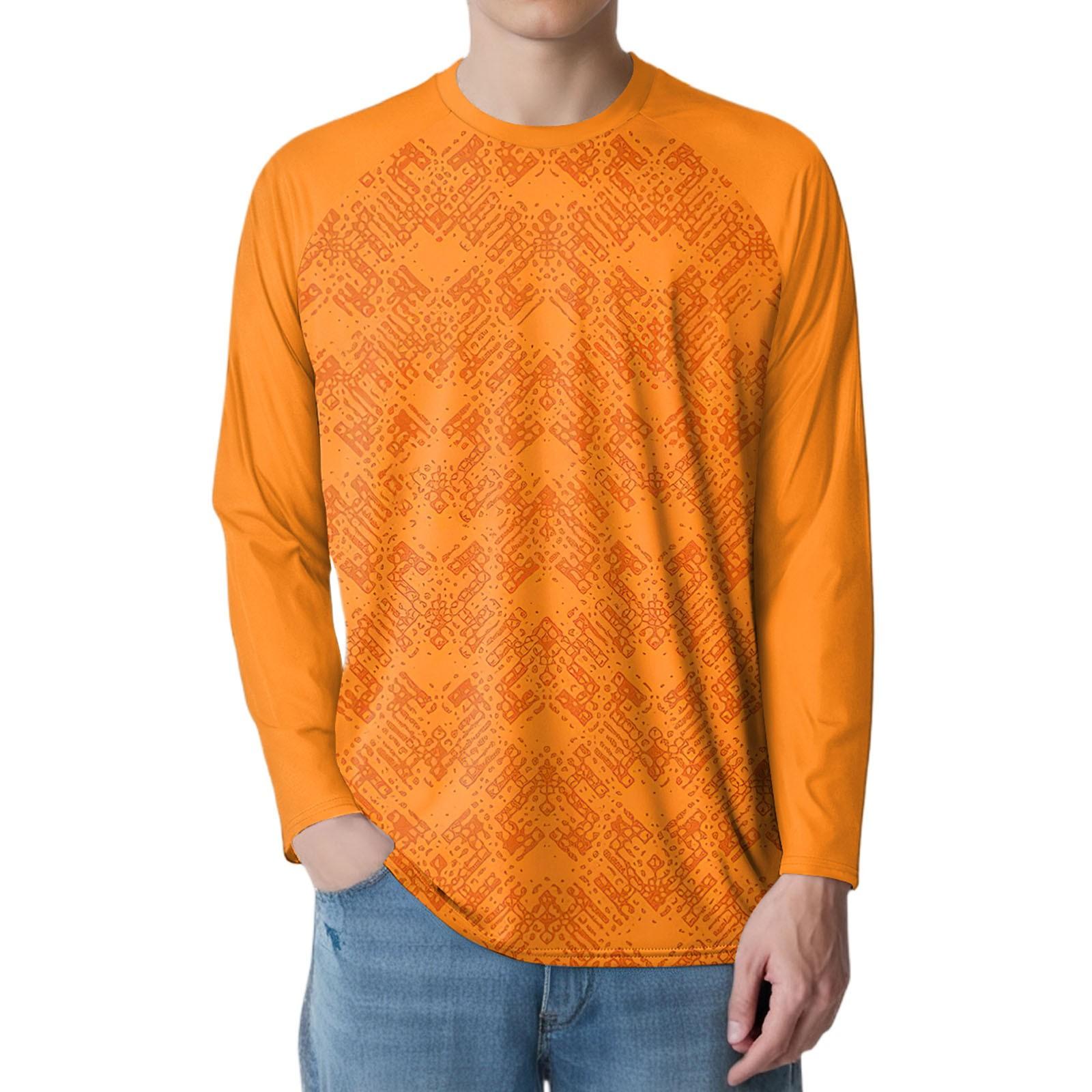 

Мужская мода принтованный реглан длинный рукав спортивный топ XL оранжевый